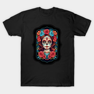 Day Of The Dead Woman Skull T-Shirt